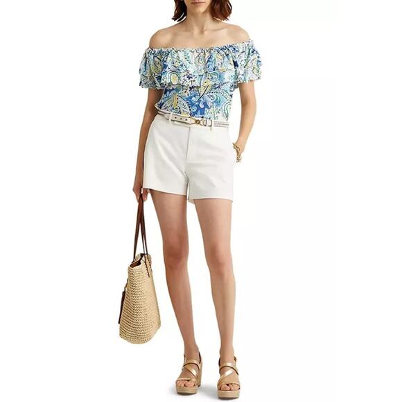 Lauren Ralph Lauren Tops - Lauren Ralph Lauren Paisley Print Ruffle Off Shoulder Top Siz S Small Multicolor
